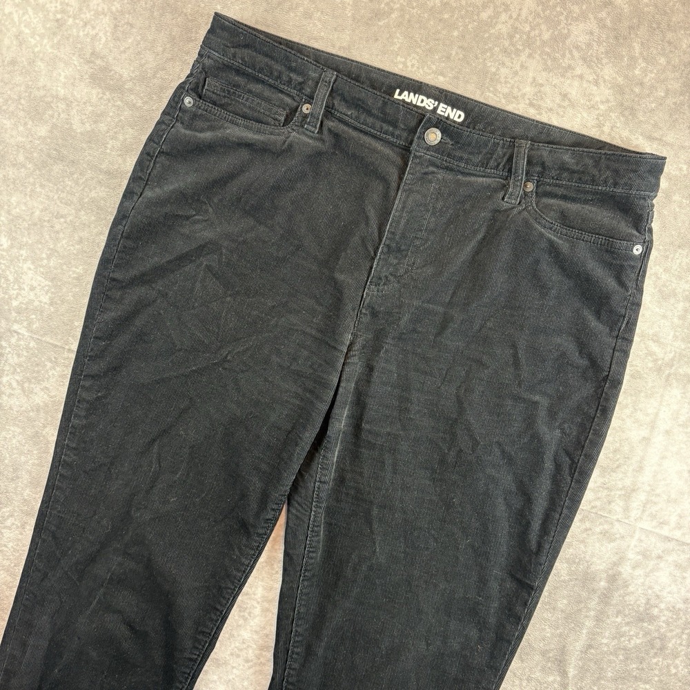Lands End Pants Womens 16 Black Mid Rise Straight Corduroy Jeans Y2K Vintage
